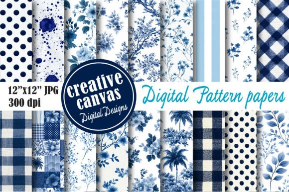 Download Blue Floral Seamless Pattern Bundle - Floral Collection