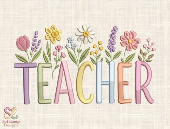 Download TEACHER Floral Embroidery Design - Floral Collection