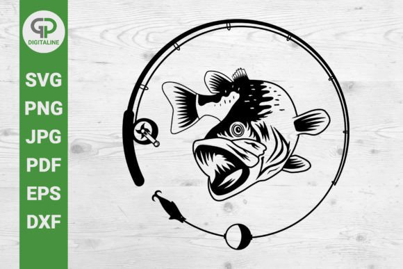 Download Bass SVG Circle Fishing Rod SVG - Fishing rod Collection