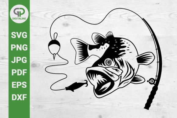 Download Bass Fish SVG Fishing Rod SVG - Fishing rod Collection