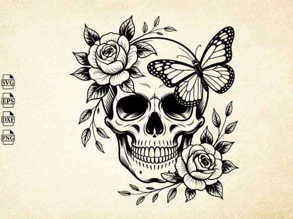 Download Floral Skeleton SVG, Skull with Flowers - Floral Collection