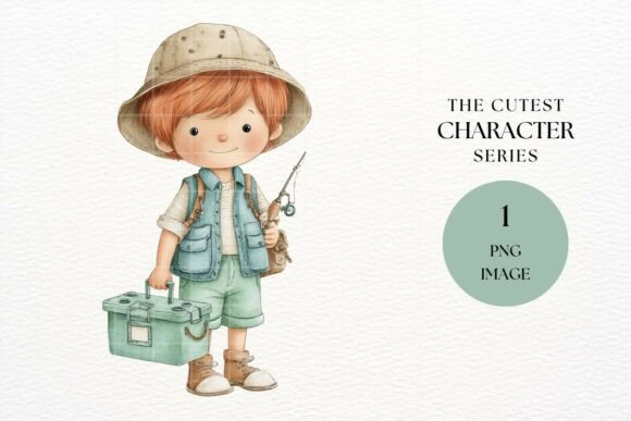 Download Redhead Boy with Fishing Rod and Gear - Fishing rod Collection