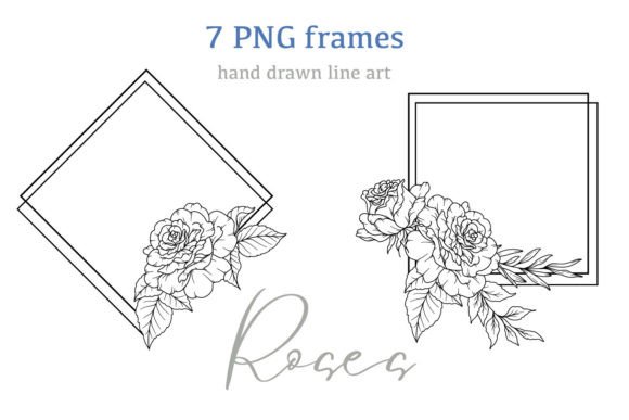 Download FLORAL FRAMES LINE ART, Roses PNG - Floral Collection