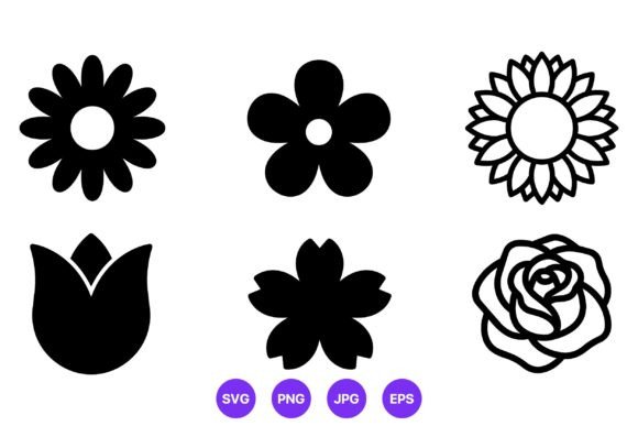Download Black White Floral Icon Set - Floral Collection