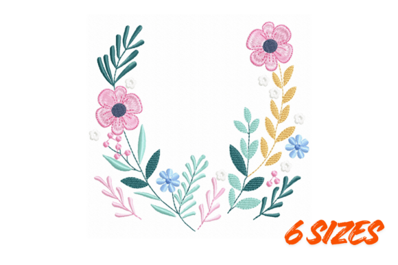 Download Floral Embroidery Wreath Design File Set - Floral Collection