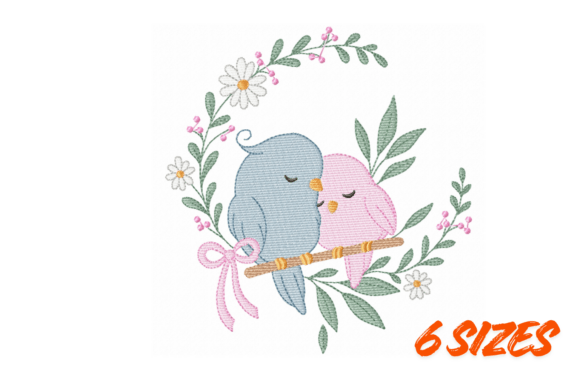 Download Love Birds Floral Embroidery Design - Floral Collection