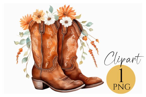 Download Western Boots Clipart Floral PNG Art - Floral Collection