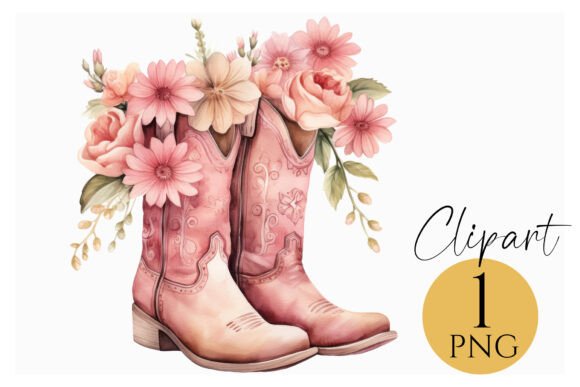 Download Pink Floral Cowboy Boots Clipart PNG - Floral Collection