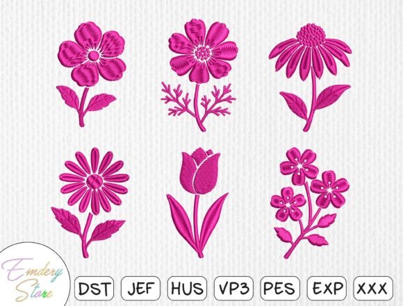 Download Vibrant Magenta Floral Embroidery Bundle - Floral Collection