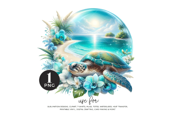 Download Floral Beach Turtle PNG, Sea Turtle - Floral Collection