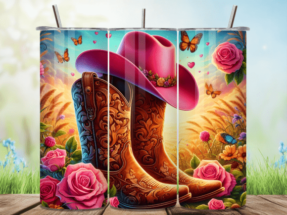Download Pink Floral Cowgirl Valentine Tumbler - Floral Collection