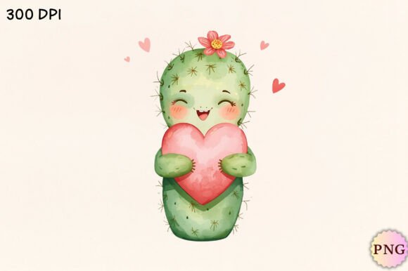 Download Whimsical Cactus Valentine's Day PNG - Cactus valentine Collection