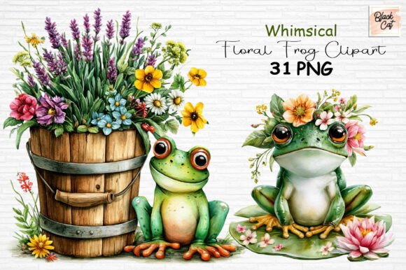Download Whimsical Floral Frog Clipart PNG - Premium Resources
