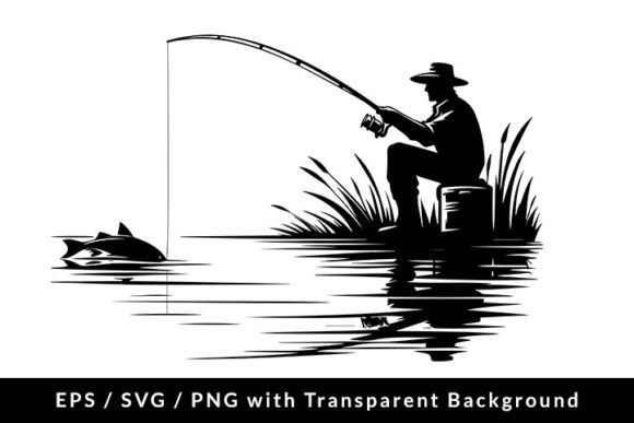 Download Angler with Fishing Rod Silhouette SVG - Fishing rod Collection