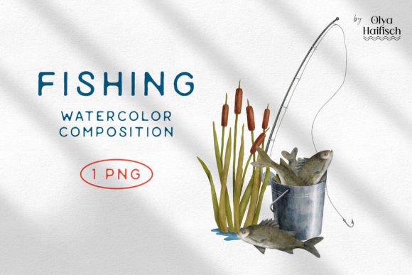 Download Watercolor Fishing Rod, Fish PNG Clipart - Fishing rod Collection