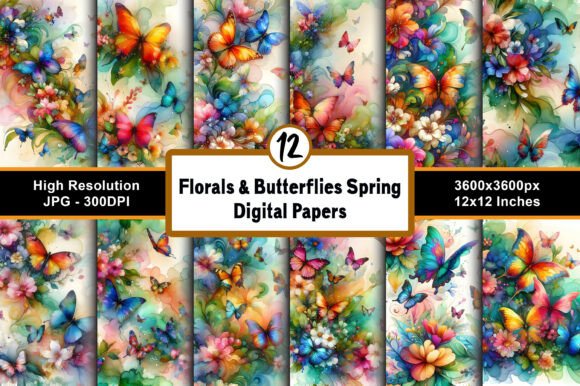 Download Florals &amp; Butterflies Spring Papers JPG - Floral Collection