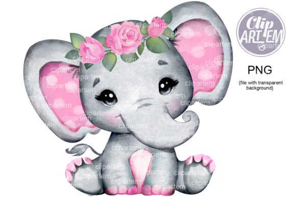 Download Pink Elephant Floral Crown PNG Images - Floral Collection