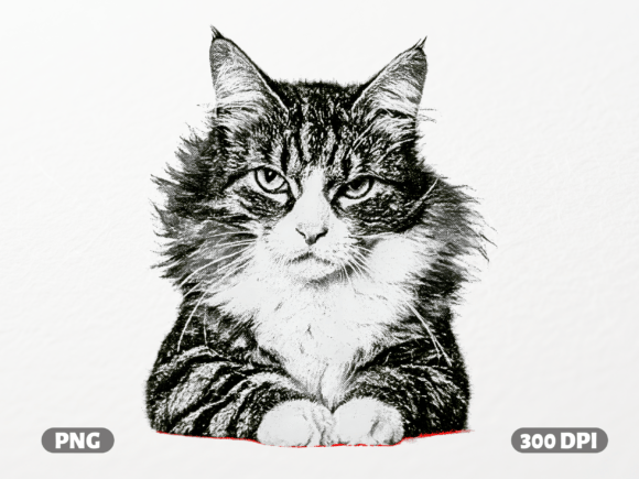 Download Sketch Style Cat Portrait PNG - Sketch Collection